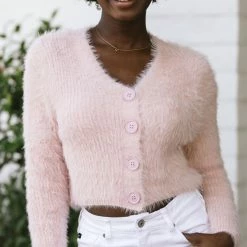 Allie Rose Gwyneth Fuzzy Cropped Cardigan