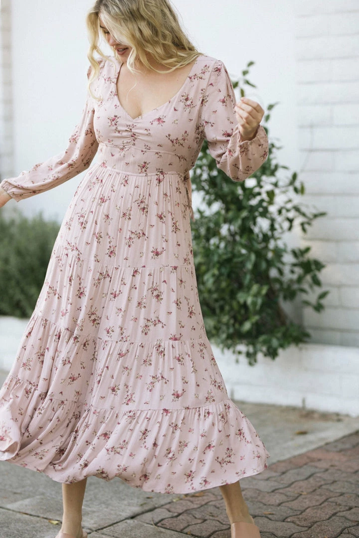 Dress Forum Regina Tie Back Tiered Dress Maternity Friendly