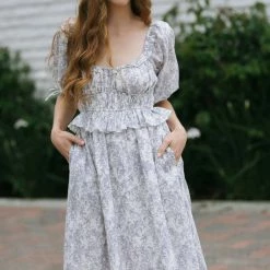 Moodie Maternity Friendly Lucia Puff Sleeve Midi Dress