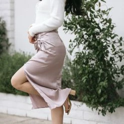 Lush Shauna Crinkled Satin Skirt