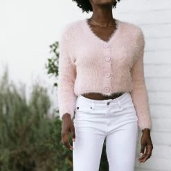 Allie Rose Gwyneth Fuzzy Cropped Cardigan