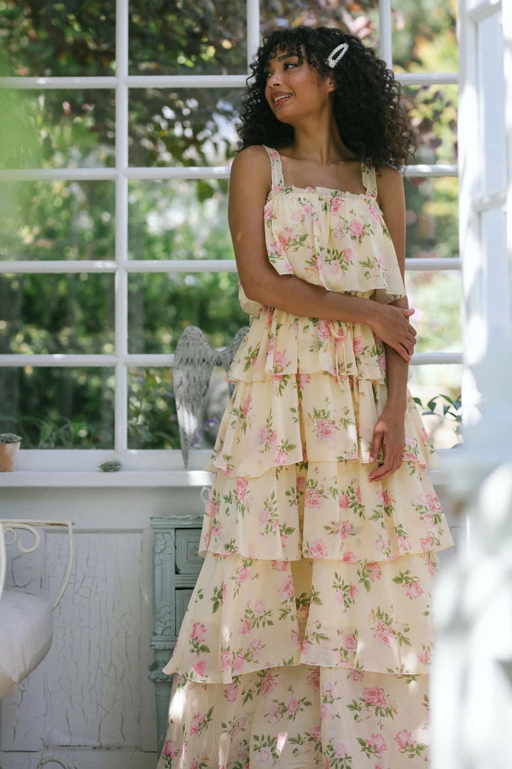 Aakaa Cleo Tiered Maxi Dress Clothing