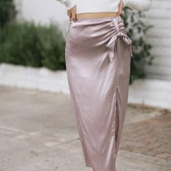 Lush Shauna Crinkled Satin Skirt