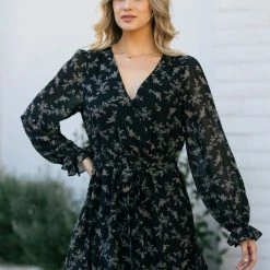 She + Sky Peyton Surplice Mini Dress Clothing