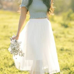 Style Melody Skylar Eyelet Smocked Crop Top Clothing
