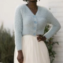 Allie Rose Gwyneth Fuzzy Cropped Cardigan