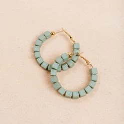 Fame Maria Clay Block Hoop Earrings