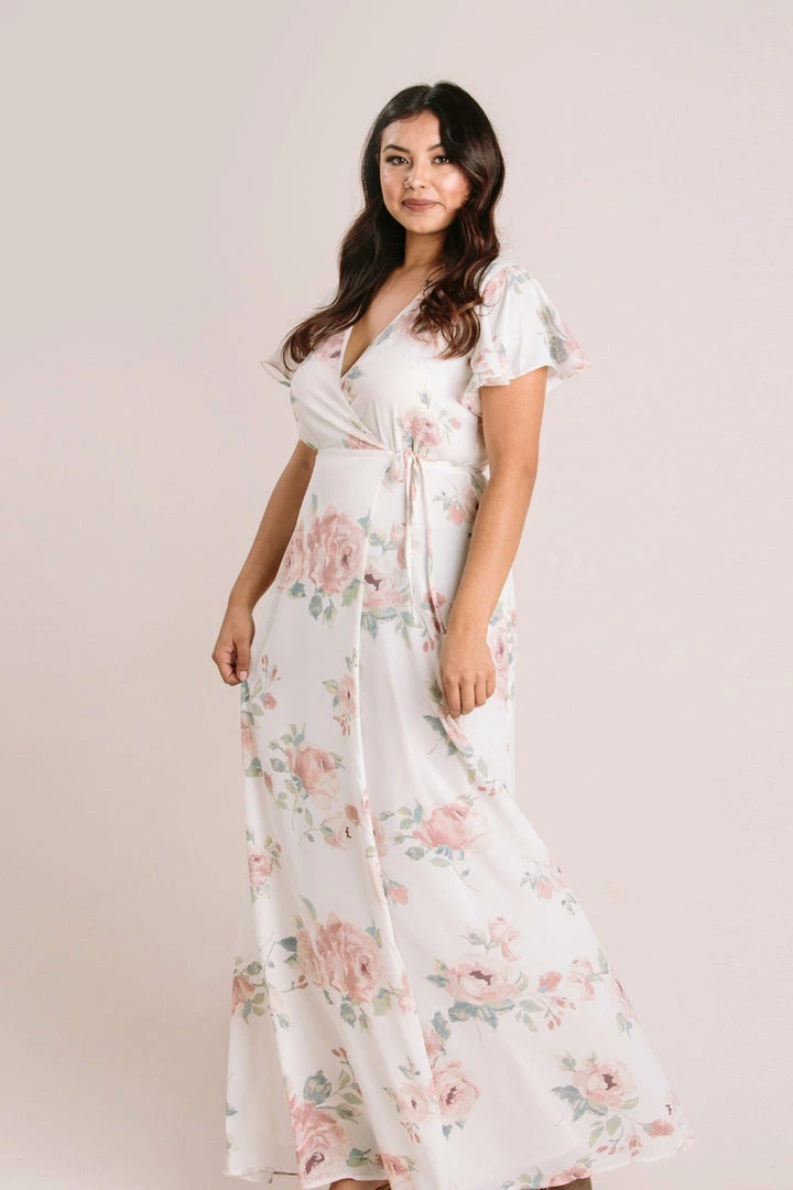 Everly Bridal Petite Charlotte Floral Wrap Maxi Dress
