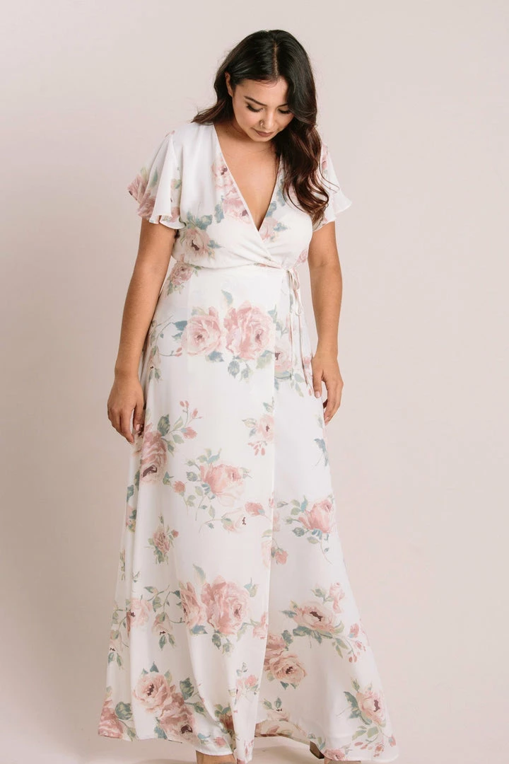 Everly Bridal Petite Charlotte Floral Wrap Maxi Dress