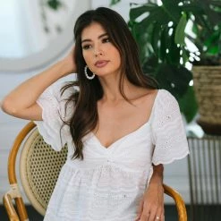 Ee:some Clothing Mariette Eyelet Babydoll Top