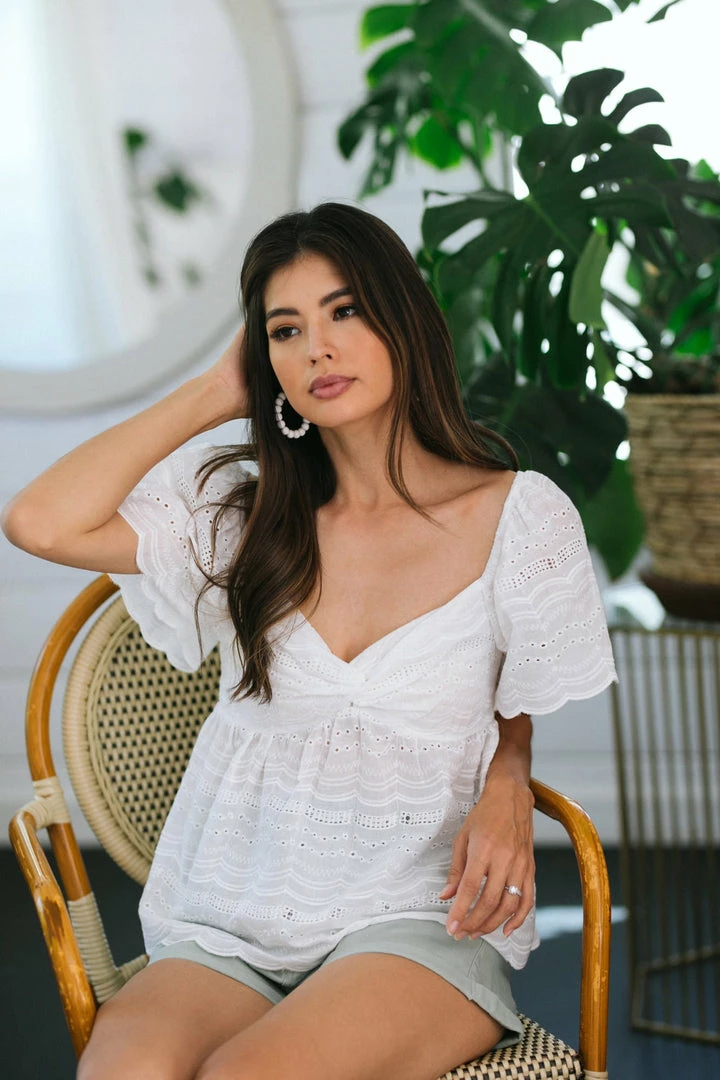 Ee:some Clothing Mariette Eyelet Babydoll Top