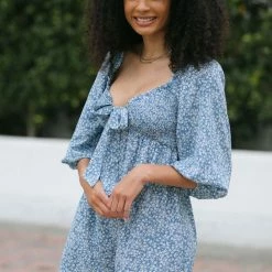 Lush Dylan Tie Front Romper Clothing