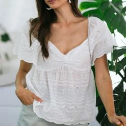 Ee:some Clothing Mariette Eyelet Babydoll Top