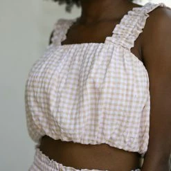 Allie Rose Clothing Bernice Gingham Cropped Top