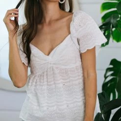 Ee:some Clothing Mariette Eyelet Babydoll Top