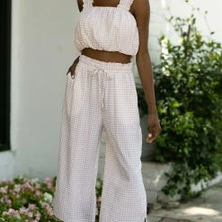 Allie Rose Clothing Bernice Gingham Cropped Top