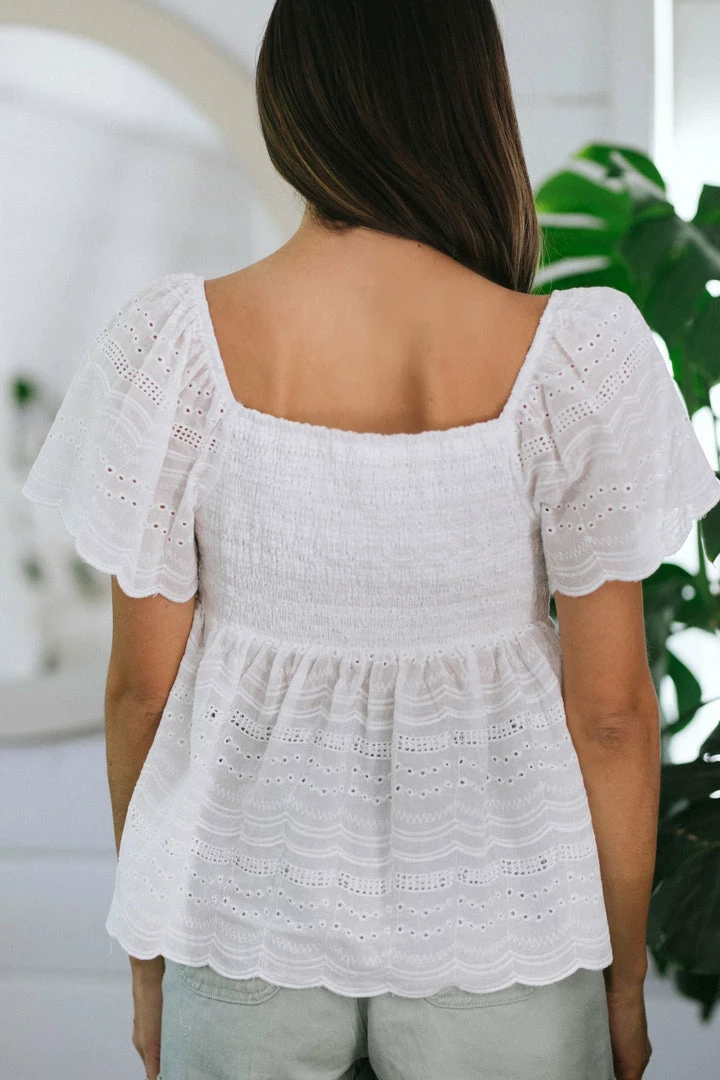 Ee:some Clothing Mariette Eyelet Babydoll Top