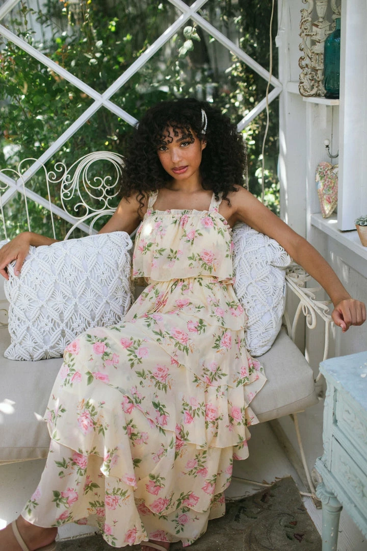 Aakaa Cleo Tiered Maxi Dress Clothing