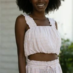 Allie Rose Clothing Bernice Gingham Cropped Top