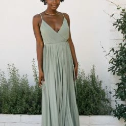 Soieblu Bridal Holly Pleated Wrap Maxi Dress