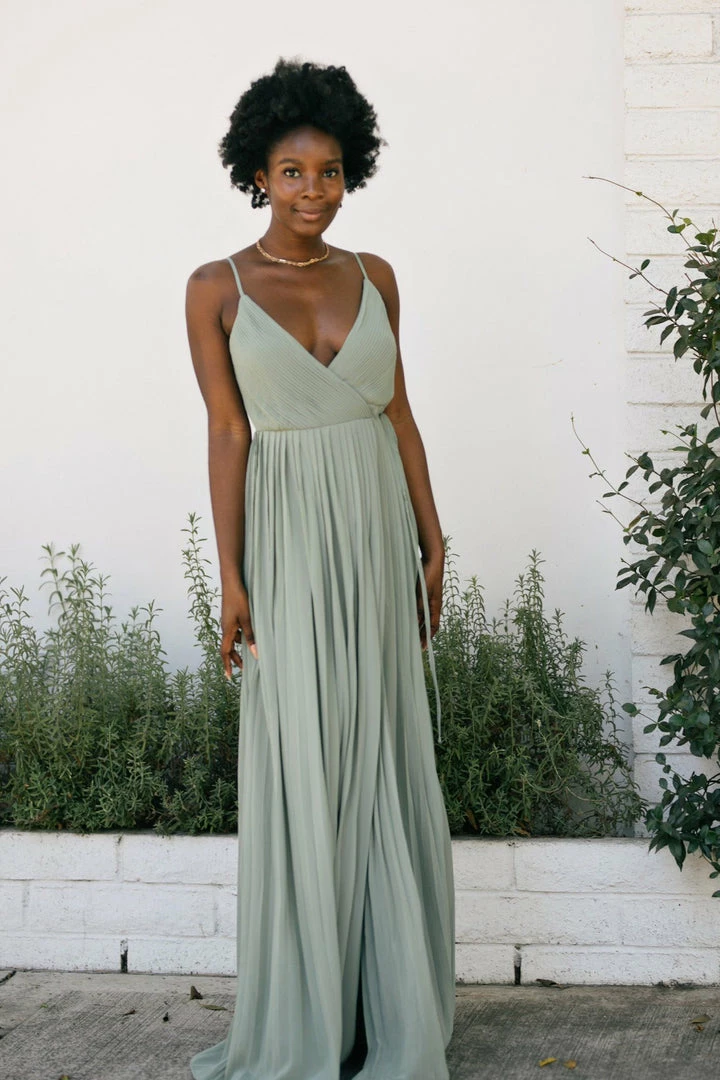 Soieblu Bridal Holly Pleated Wrap Maxi Dress