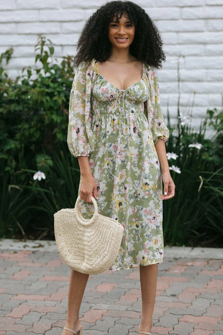 Lush Maternity Friendly Elizabeth Puff Sleeve Dress