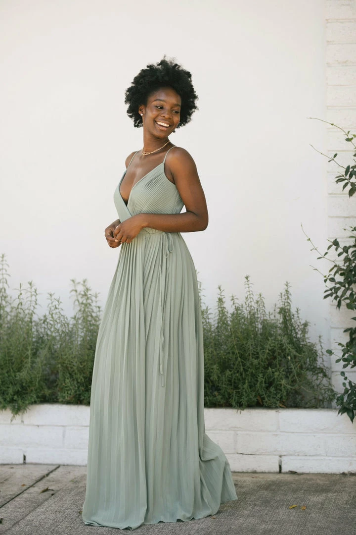 Soieblu Bridal Holly Pleated Wrap Maxi Dress