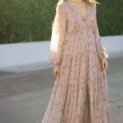 Aakaa Best Sellers Helena Long Sleeve Floral Maxi Dress