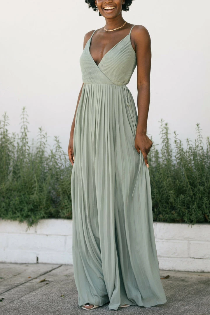 Soieblu Bridal Holly Pleated Wrap Maxi Dress