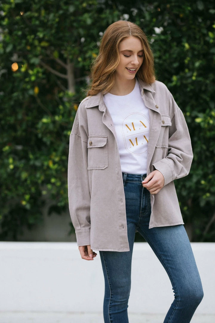 She + Sky Robbie Buttoned Shirt Jacket Clothing