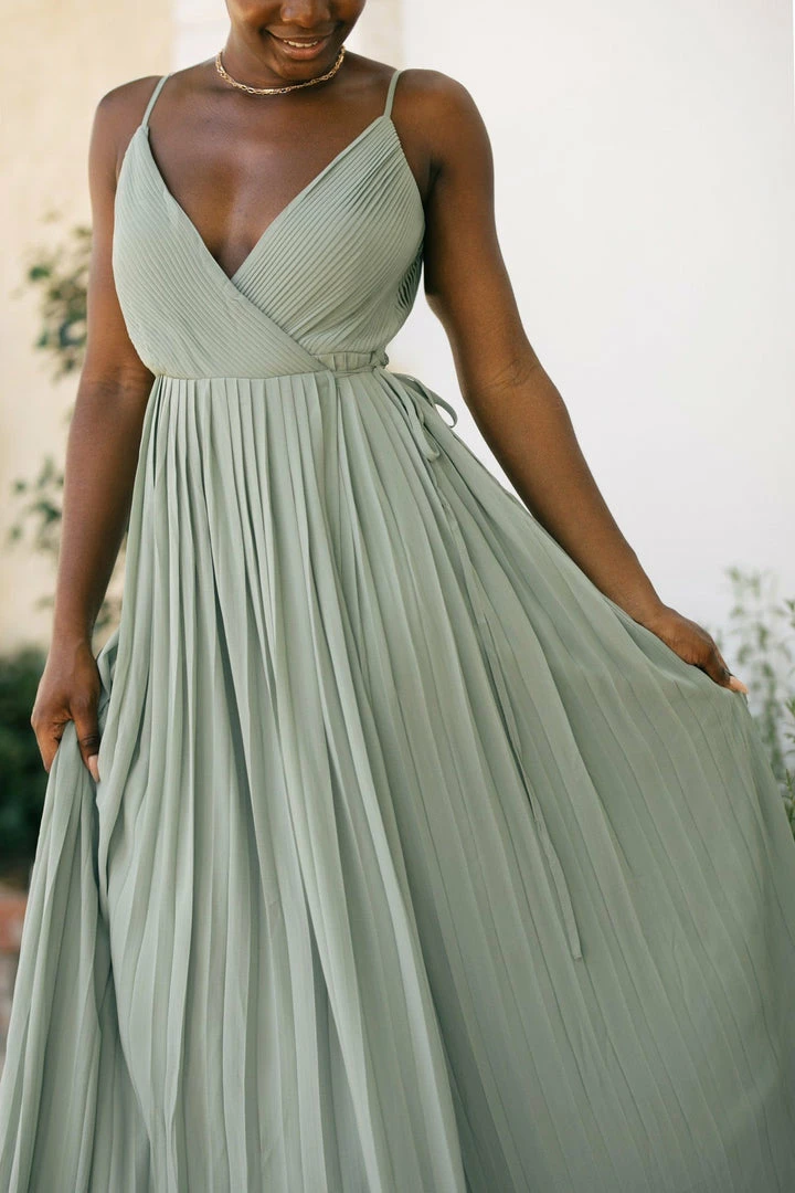 Soieblu Bridal Holly Pleated Wrap Maxi Dress