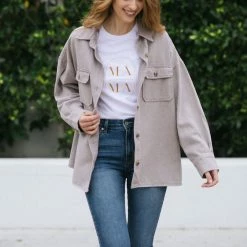 She + Sky Robbie Buttoned Shirt Jacket Clothing