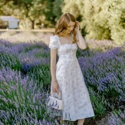 Fore Collection Becca Square Neck Midi Dress Clothing