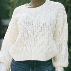 Very J Lara Crew Neck Pom Pom Sweater Clothing