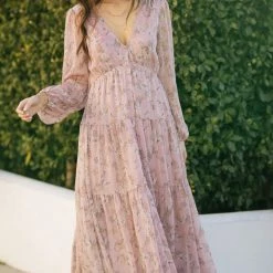 Aakaa Best Sellers Helena Long Sleeve Floral Maxi Dress