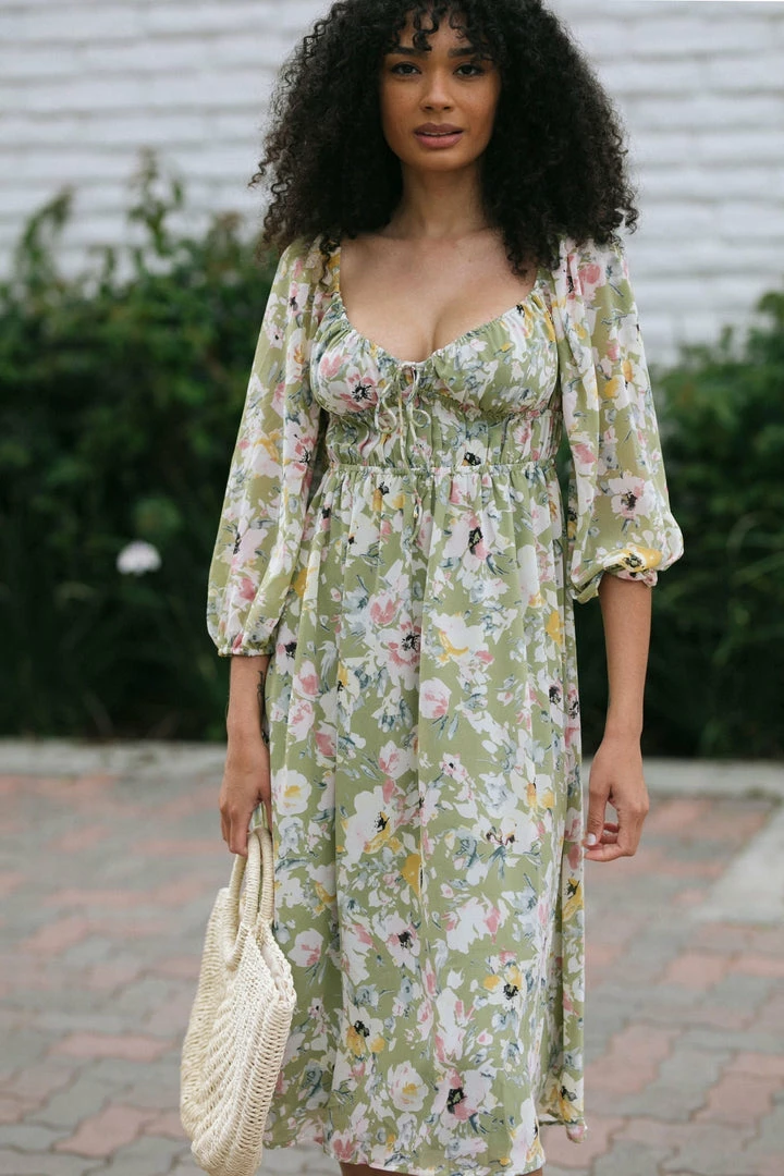 Lush Maternity Friendly Elizabeth Puff Sleeve Dress