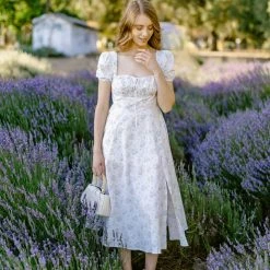 Fore Collection Becca Square Neck Midi Dress Clothing