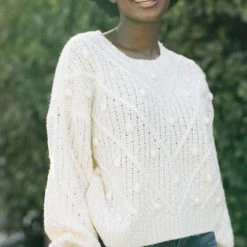 Very J Lara Crew Neck Pom Pom Sweater Clothing