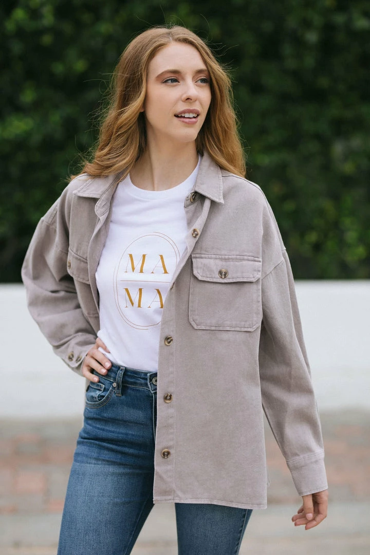 She + Sky Robbie Buttoned Shirt Jacket Clothing