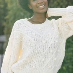 Very J Lara Crew Neck Pom Pom Sweater Clothing