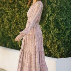 Aakaa Best Sellers Helena Long Sleeve Floral Maxi Dress