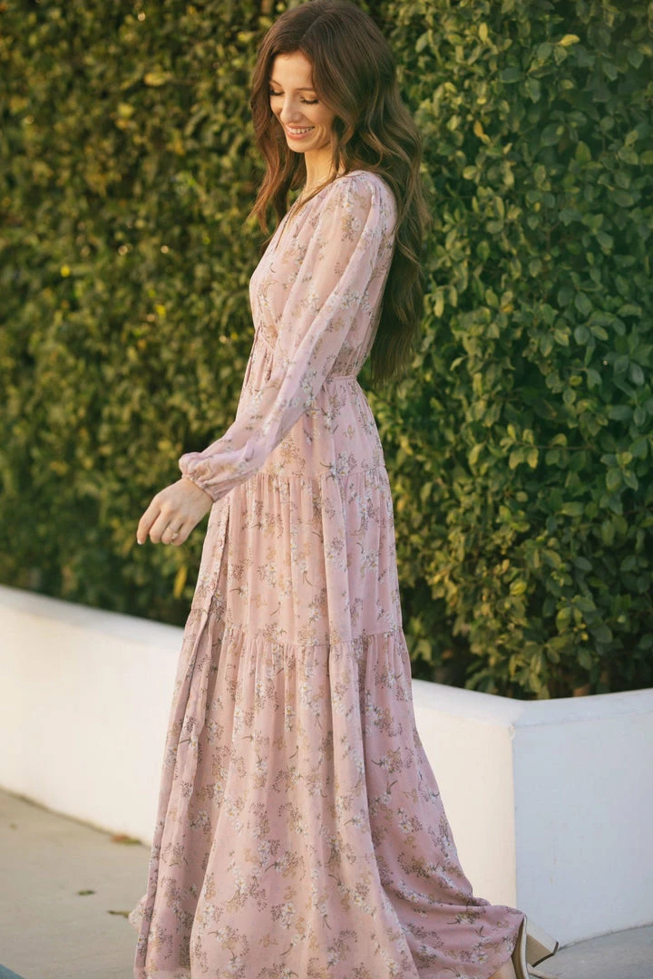 Aakaa Best Sellers Helena Long Sleeve Floral Maxi Dress