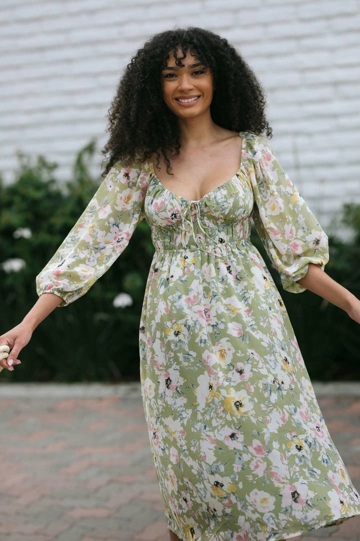 Lush Maternity Friendly Elizabeth Puff Sleeve Dress