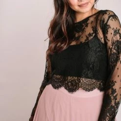 Maniju Bridal Amelie Long Sleeve Lace Crop Top