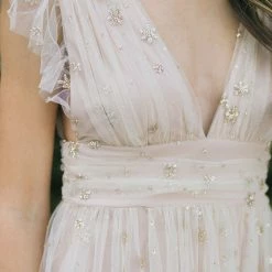 Soieblu Wendy Tulle Ruffle Sleeve Maxi Dress