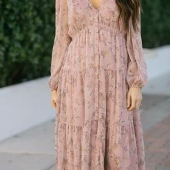 Aakaa Best Sellers Helena Long Sleeve Floral Maxi Dress