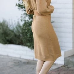 Paper Crane Clothing Sherrie Belted Sweater Dress