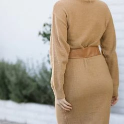 Paper Crane Clothing Sherrie Belted Sweater Dress