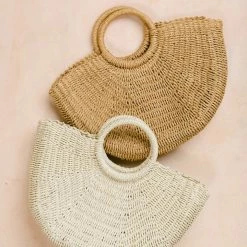 FAME Swim Elle Half Moon Straw Tote