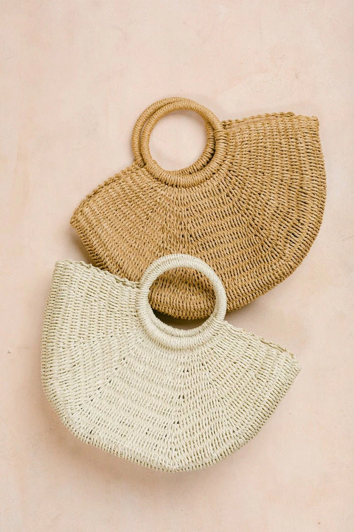 FAME Swim Elle Half Moon Straw Tote